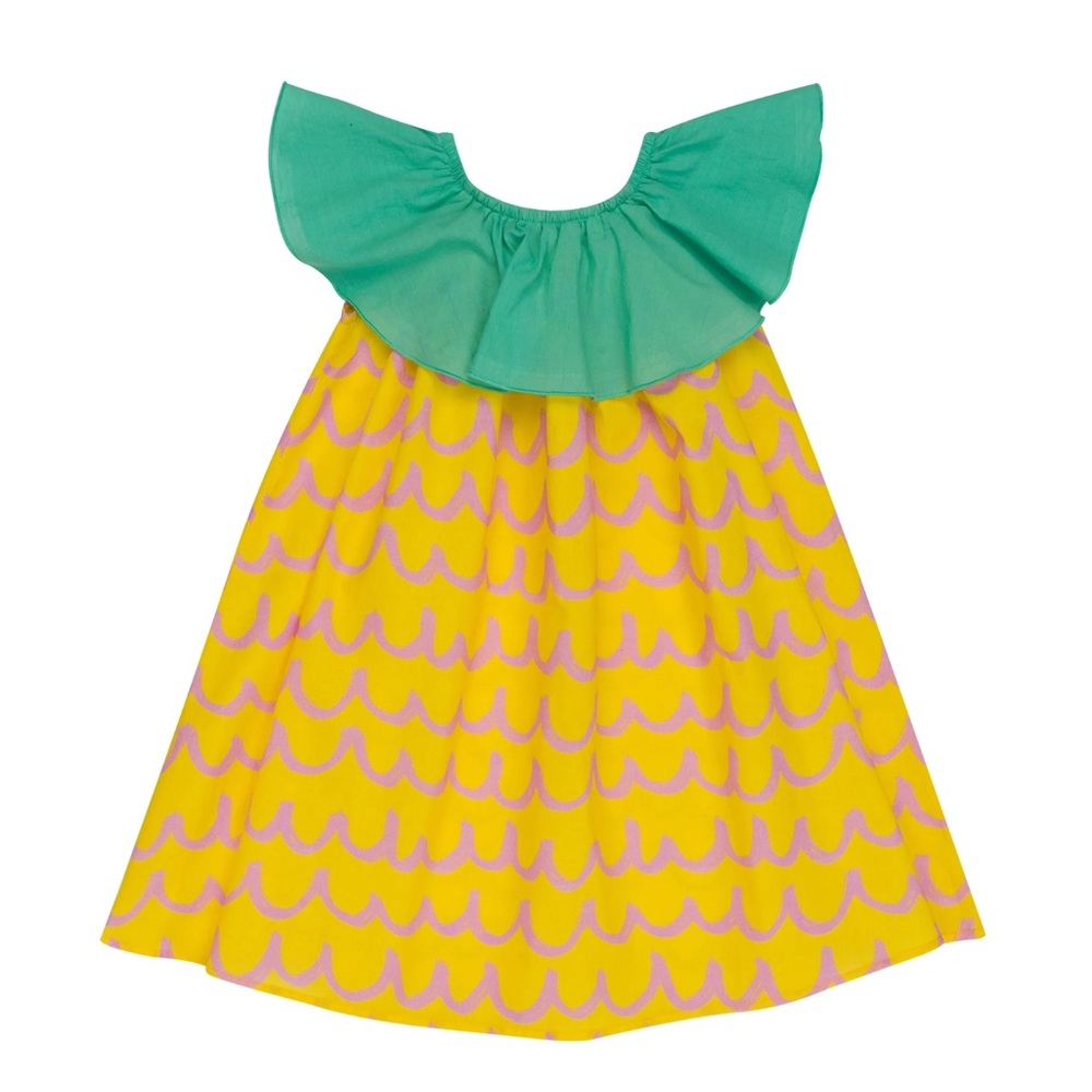 Stella McCartney Kids Dress with Pineapple Wave Ruffle dress